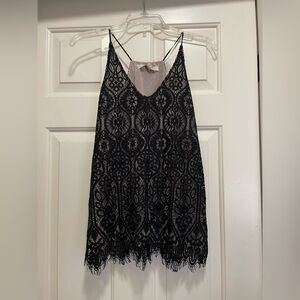 NWT Women’s LOFT Pretty Black Lace Sleeveless V-Neck Top size XS